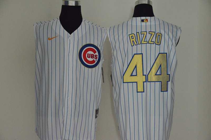 Cubs 44 Anthony Rizzo White Gold Nike Cool Base Sleeveless Jersey,We sell and wholesale Cubs 44 Anthony Rizzo White Gold Nike Cool Base Sleeveless Jersey on line form chian!